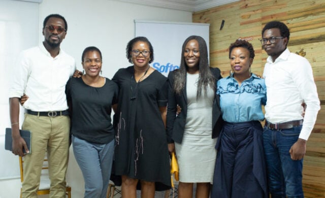 Panellists (GB, Yvonne, Dr. Yinka, Titi, Tomi) take group photograph after their session at the FinTech 2.0 town hall