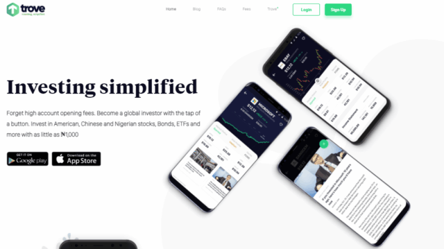 Figure 3: The landing page of Trove mobile app