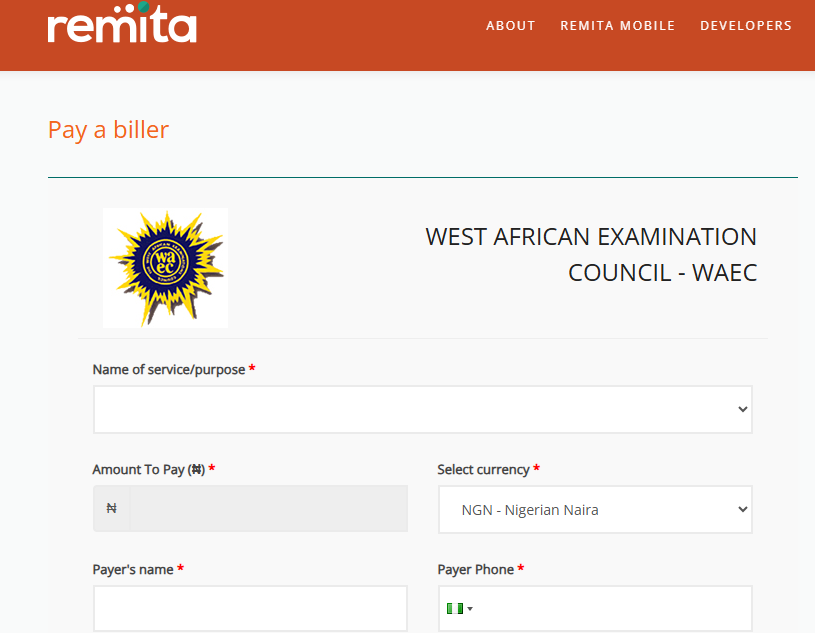 Remita to buy WAEC scratch card online