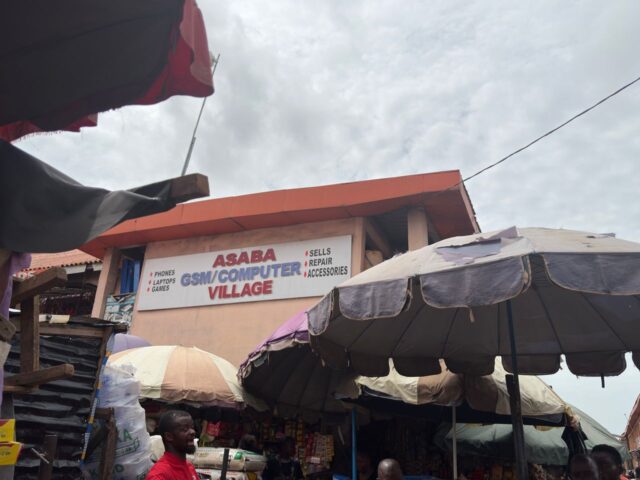 Phone screens, charging ports, and electronic spare parts sold in Asaba Computer Village