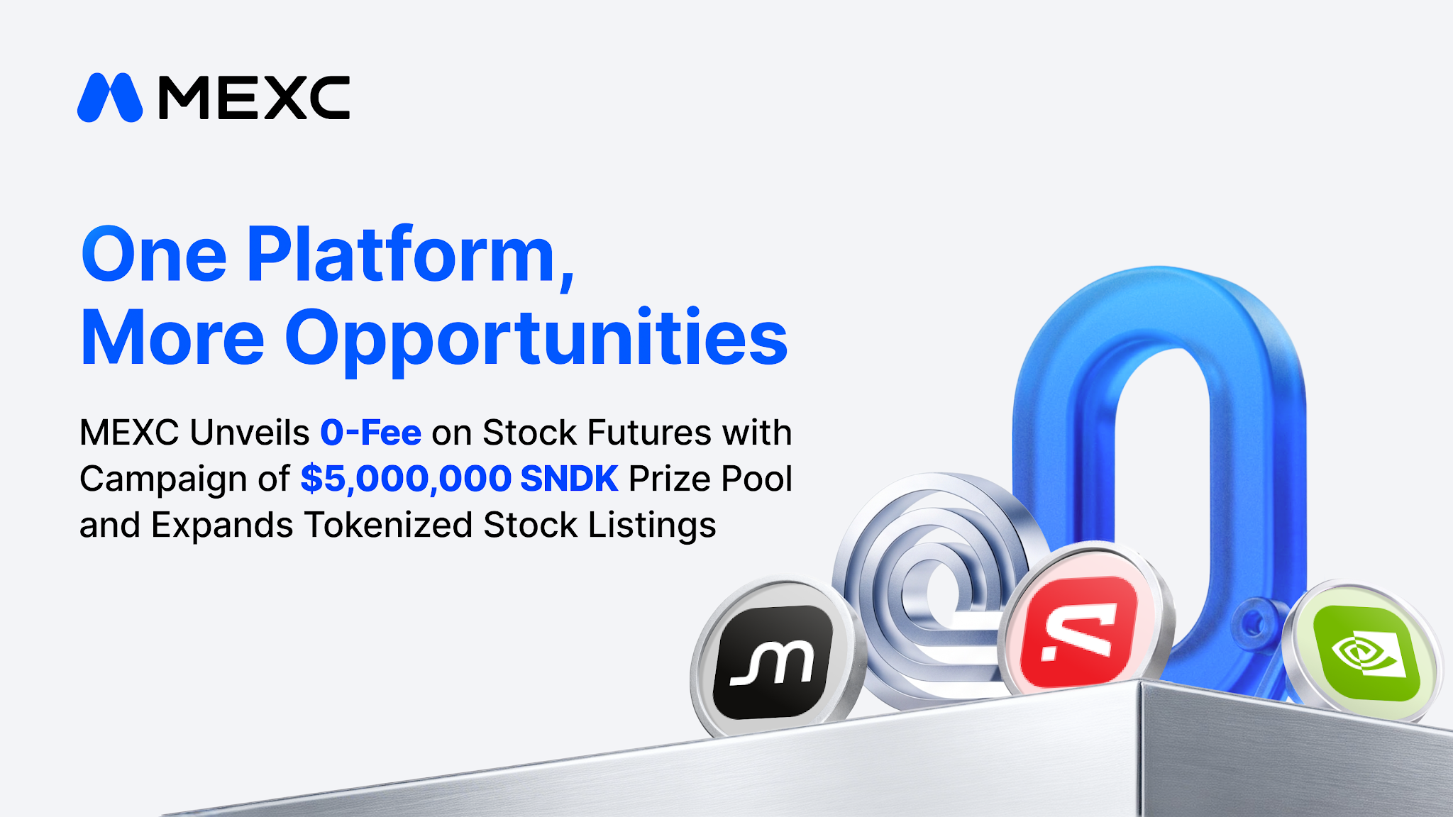 One Platform, More Opportunities: MEXC Unveils 0-Fee on Stock Futures with Campaign of $5,000,000 SNDK Prize Pool and Expands Tokenized Stock Listings