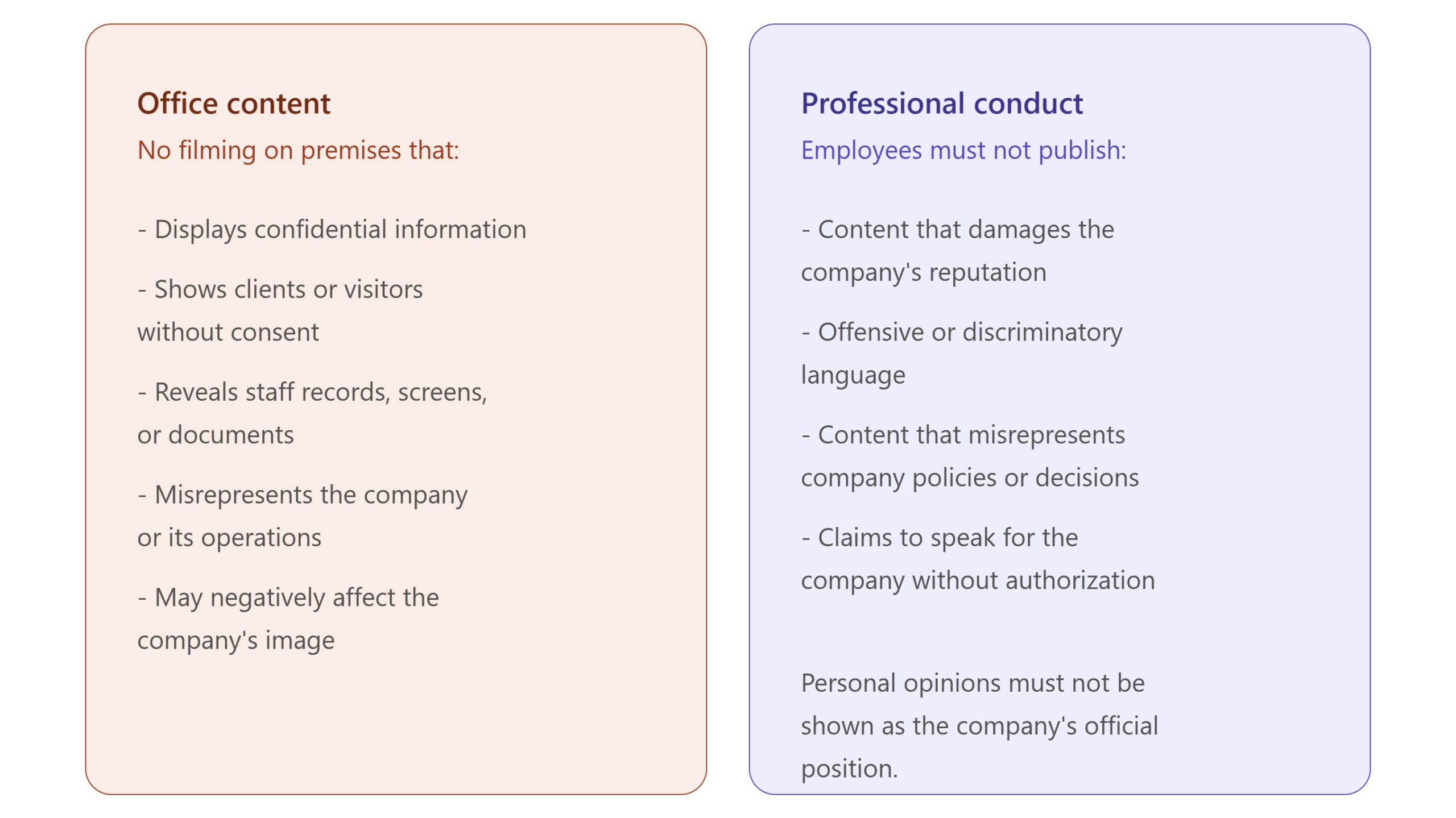 Excerpt from the sample social media policy shared by Jane Okorie