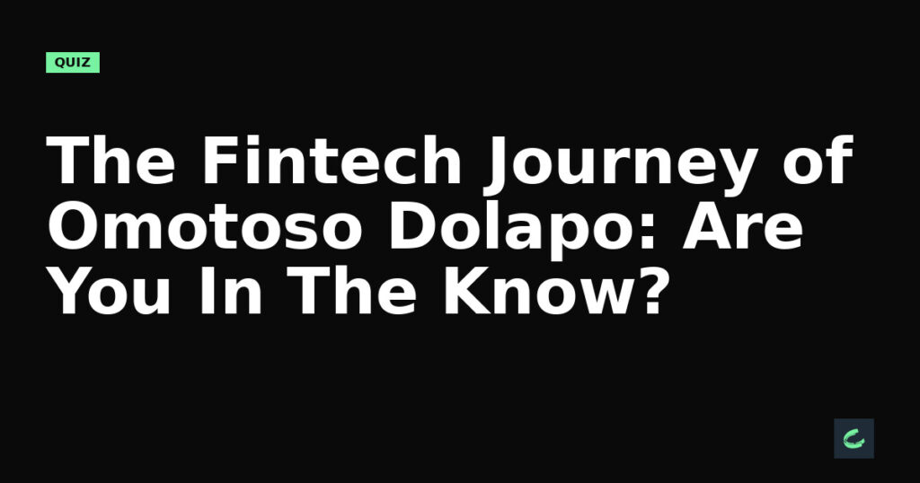The Fintech Journey of Omotoso Dolapo: Are You In The Know?