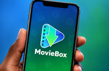 MovieBox Pro Amazon Prime comparison showing the MovieBox logo displayed on a smartphone