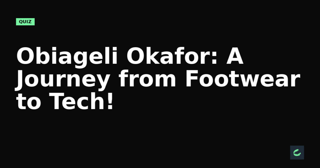 Obiageli Okafor: A Journey from Footwear to Tech!