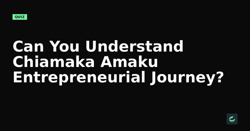 Can You Understand Chiamaka Amaku's Entrepreneurial Journey?