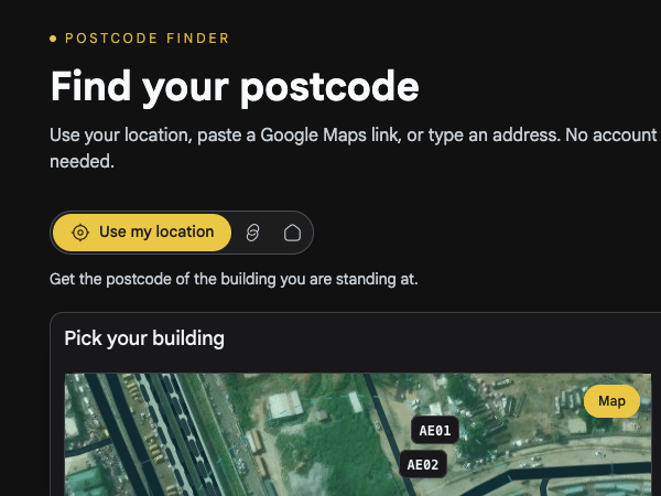 Screenshot from Nigeria's postal code finder platform