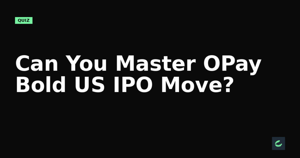 Can You Master OPay's Bold US IPO Move?