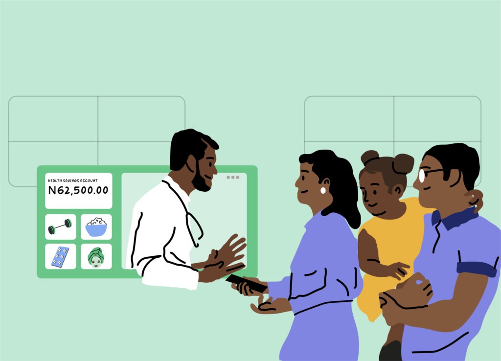 Illustration showing a family speaking with a Doctor