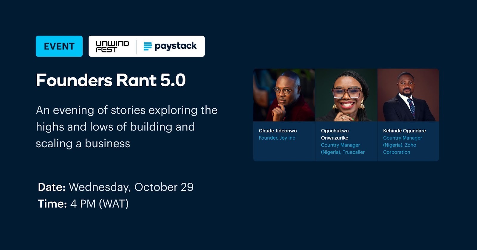 Lagos gears up for the 5th Edition of Founders Rant by UnwindFest by YellowLyfe
