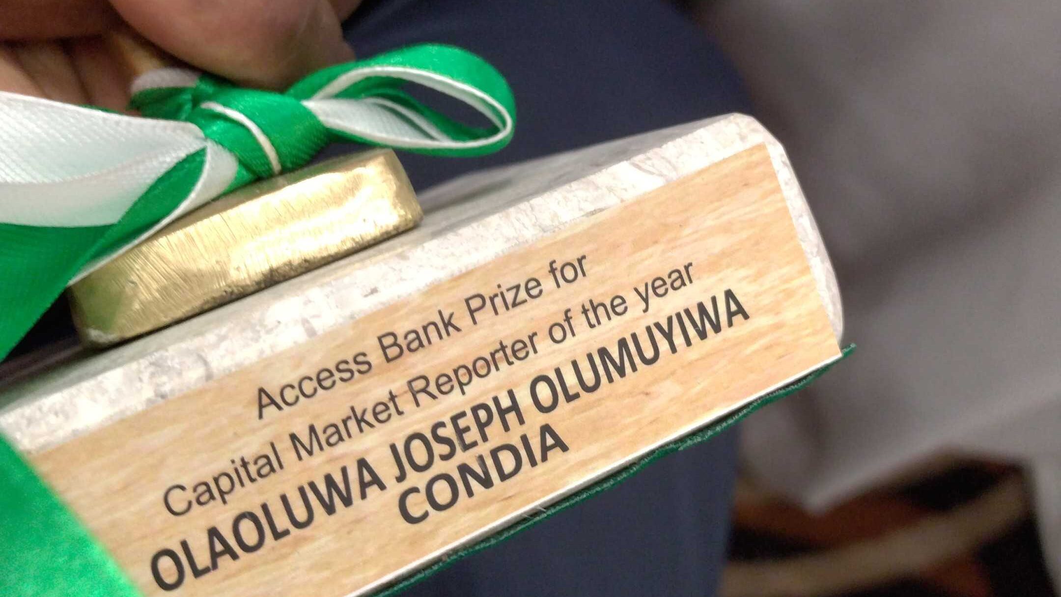 Olaoluwa Joseph Olumuyiwa Condia NMMA Capital Market Reporter of the year 2025